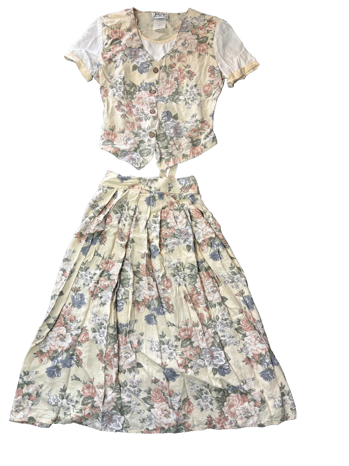 Jadyn T San Francisco Skirt Button Up Top Womens Small Floral VTG Cottage Core