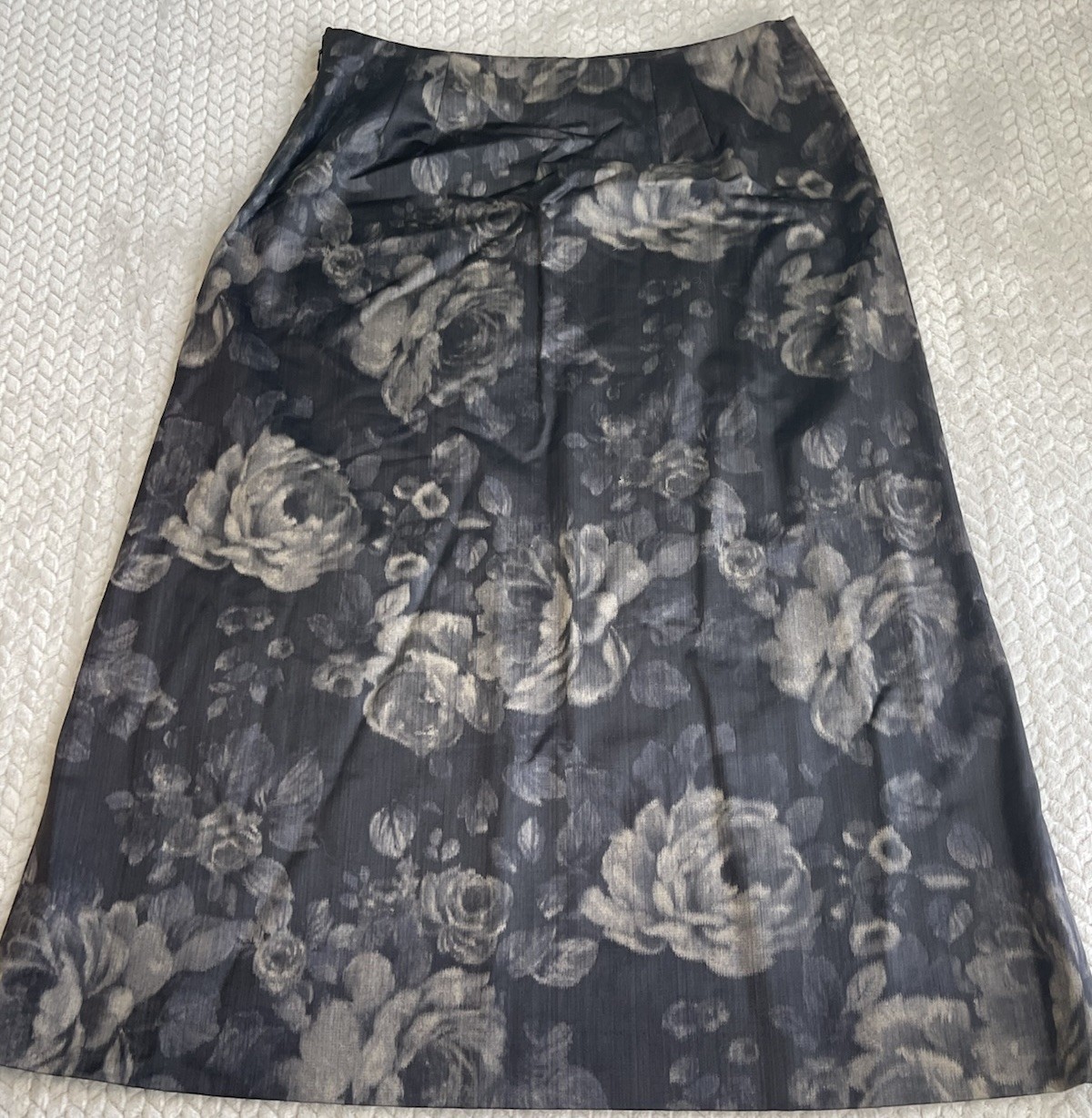 Vintage 1980’s Winter Skirt Floral Print Size 14 Aline Professional Romantic