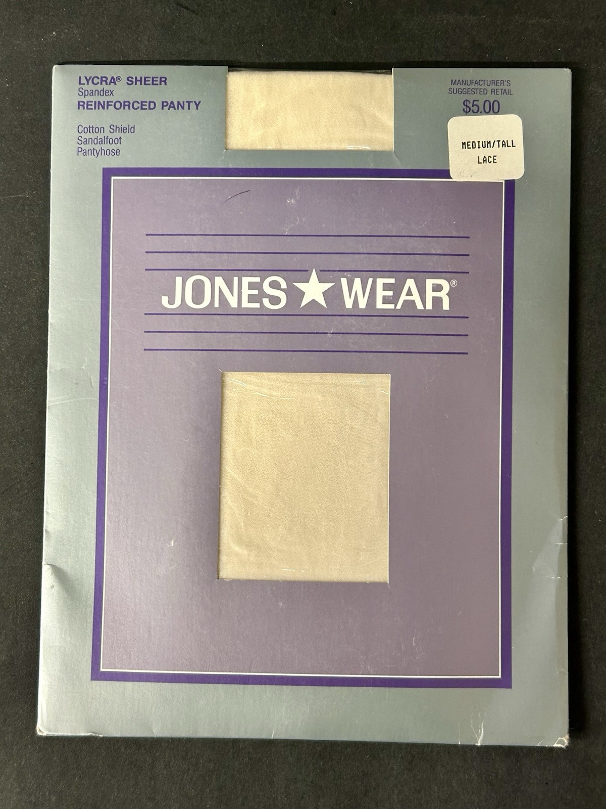 Jones Wear Pantyhose Medium Tall Lace Reinforced Panty Sandlefoot