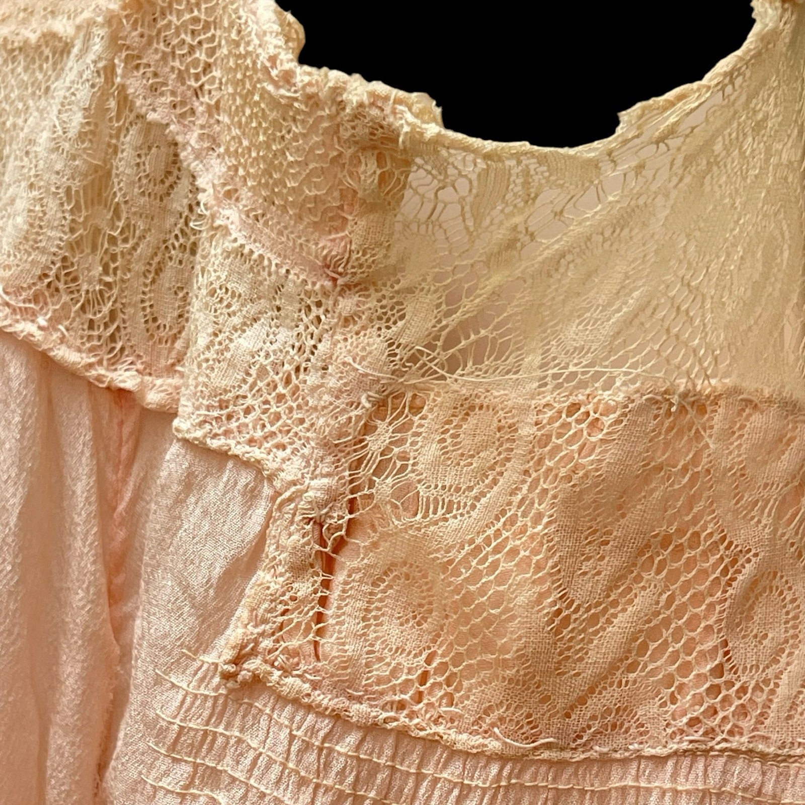 Gossamer Silk & Lace Pink Flapper Slip 1920’s Sheer Art Deco Lingerie Vintage A