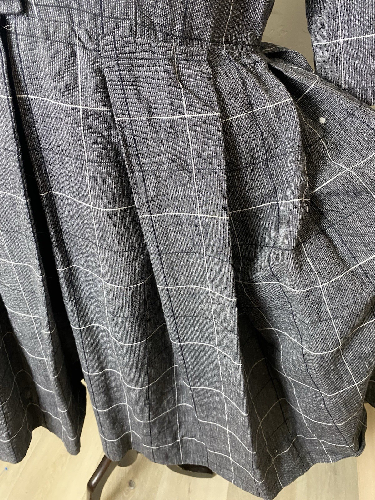 VTG 1950’s „Shirt Dress” Made In California Grey Pleated Skirt Waist-32