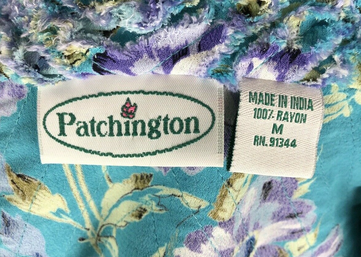 VTG Patchington Reversible Cardigan Sweater Medium Floral Teal Long Slv Sweater