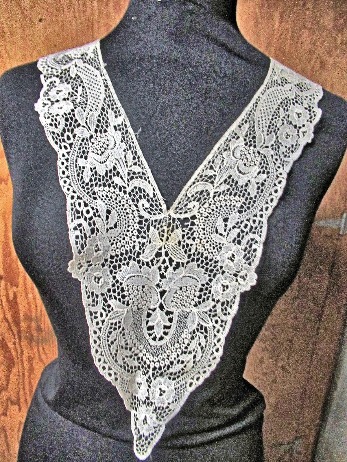 Vtg Dress Insert Applique White Intricate Schiffli Lace Flowers Wedding DIY Sew