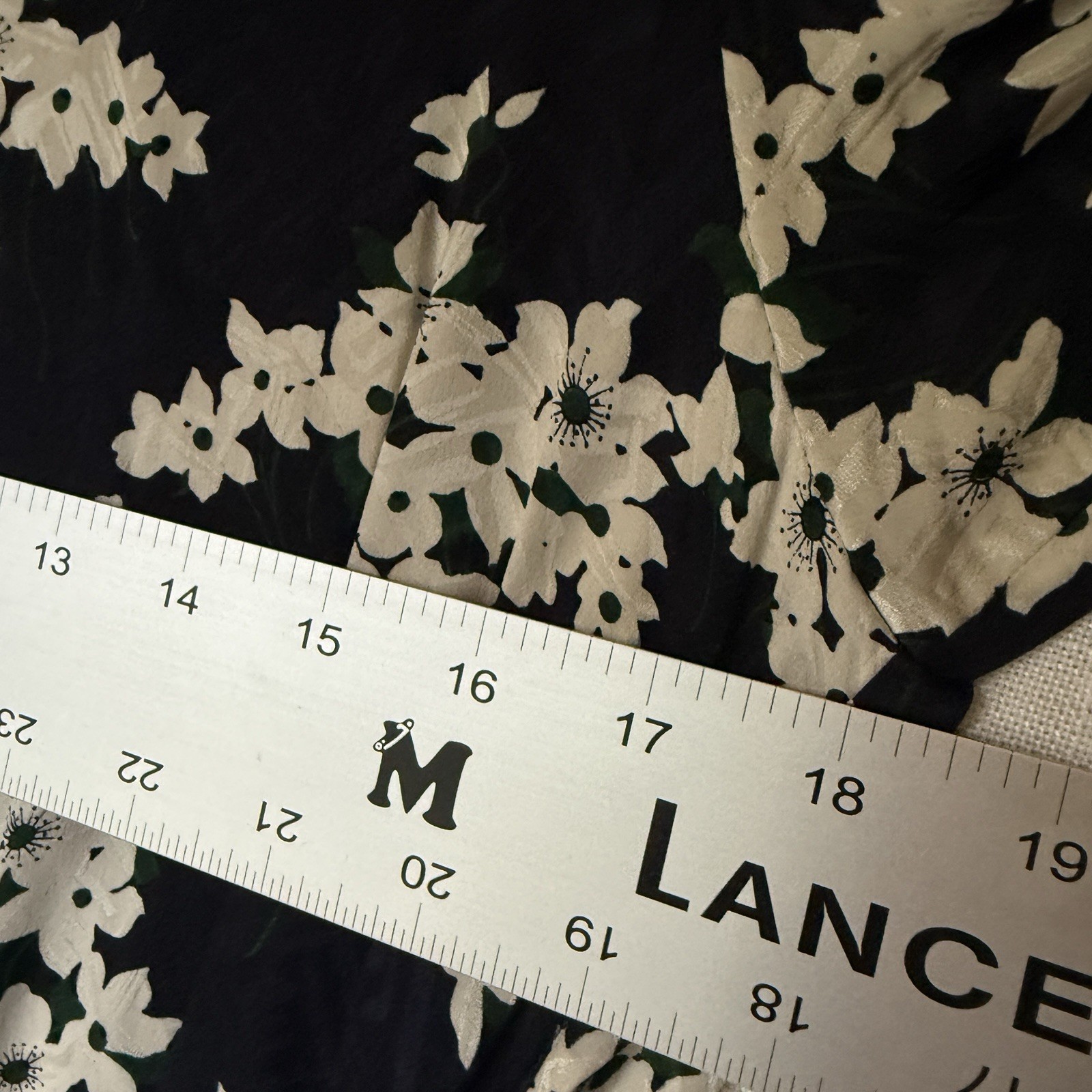 Vintage ARGENTI 100% Silk Floral Peplum Dress Navy Ivory Long Sleeve Sz 8