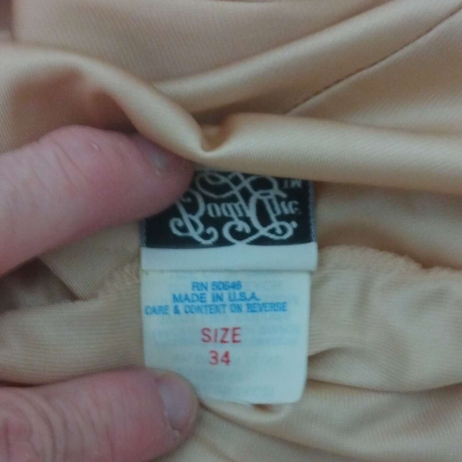 Body Chic Vintage Beige 100% Nylon Tricot Lace Trim Slip Size 34