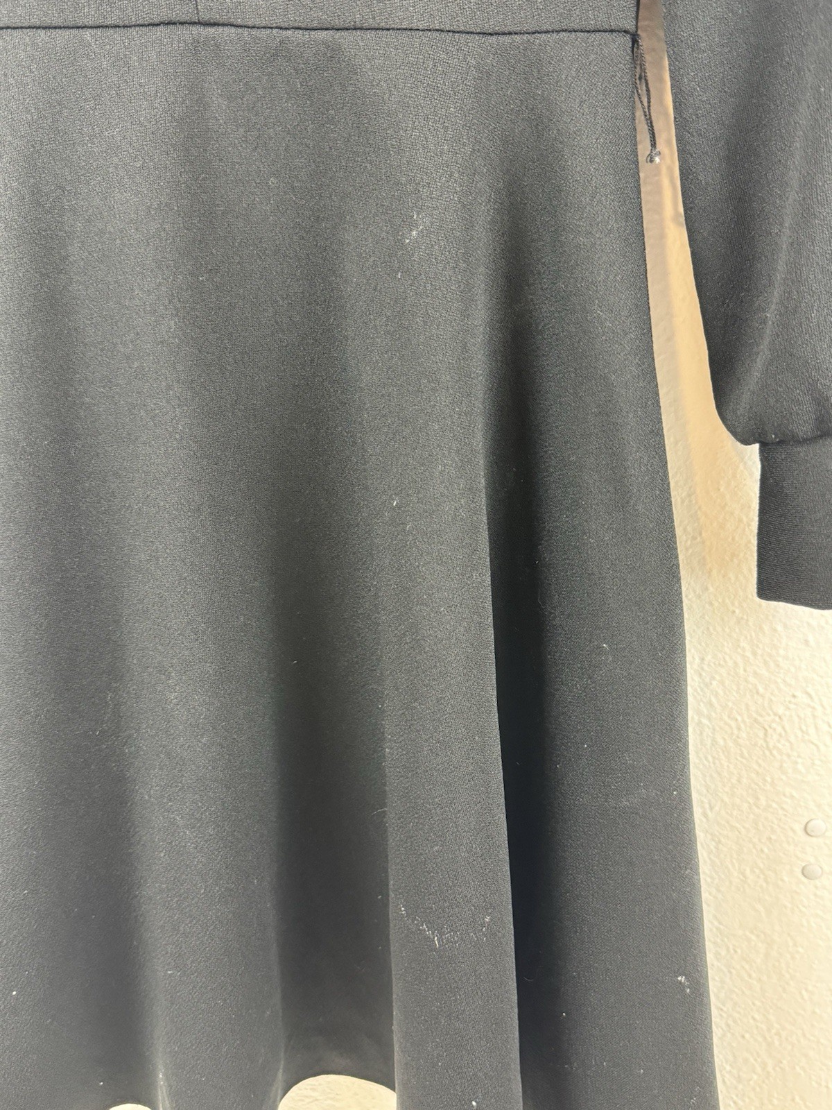 Vintage 1970s Montgomery Ward Black Dress High Collar Chest Cut Out