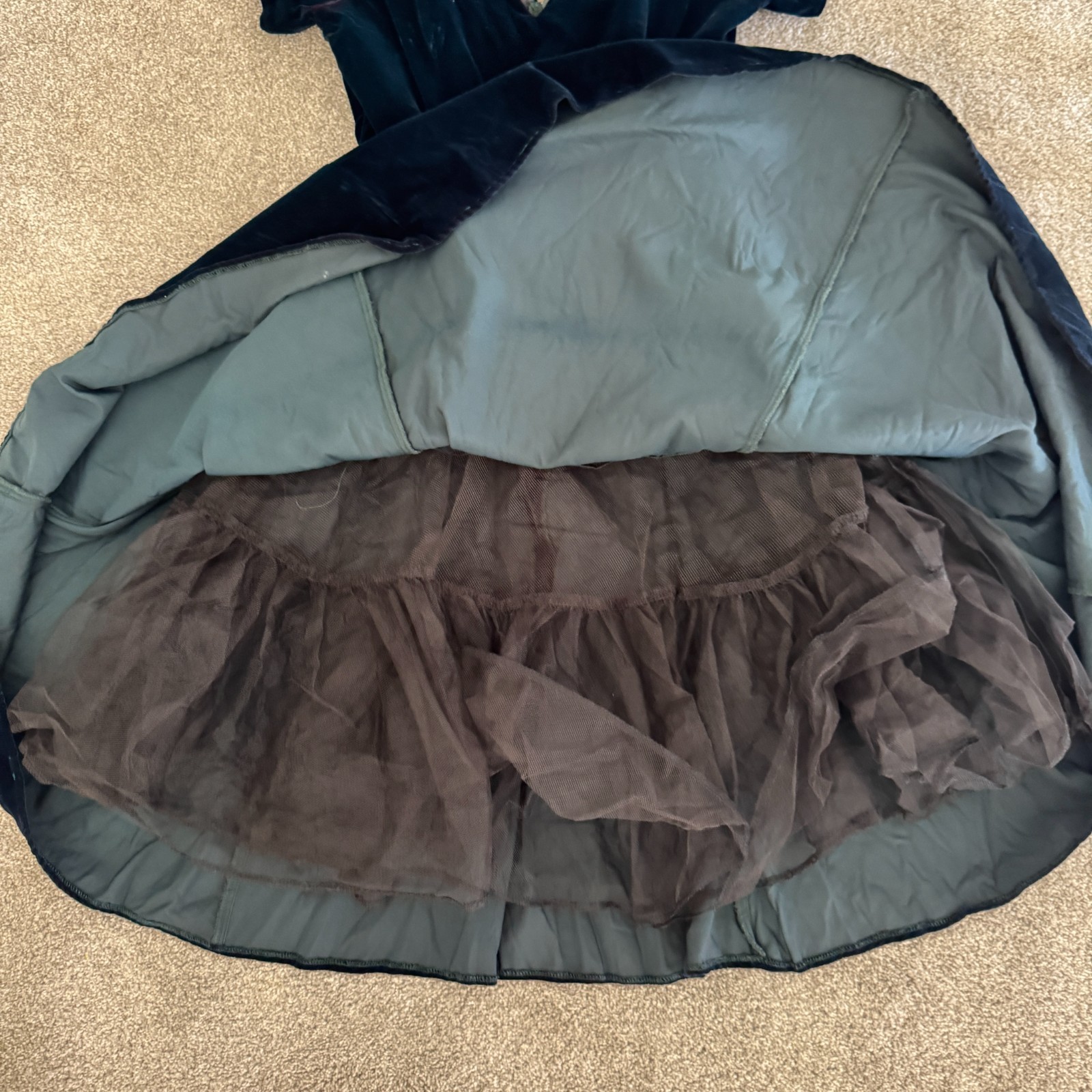 Vintage Karen Lucas for Nite Teal Velvet Off Shoulder Formal Dress Size 10