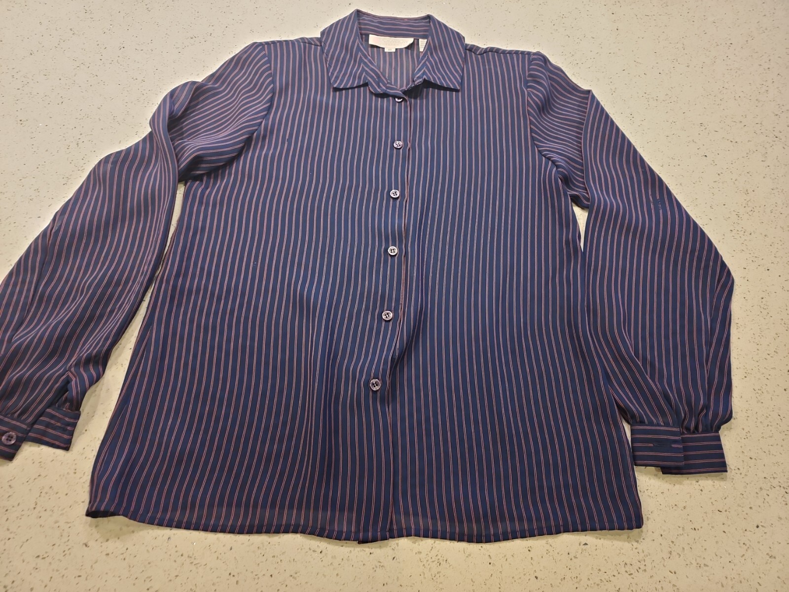 Vintage Lady Arrow Shirt Top Button From 10 Blue Pink Pin Stripes
