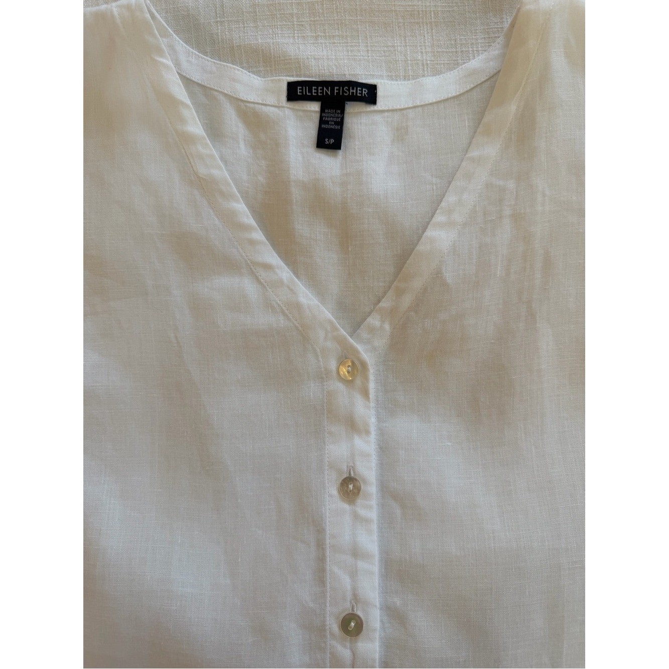 Eileen Fisher Organic Linen Knit Vest White Size Small