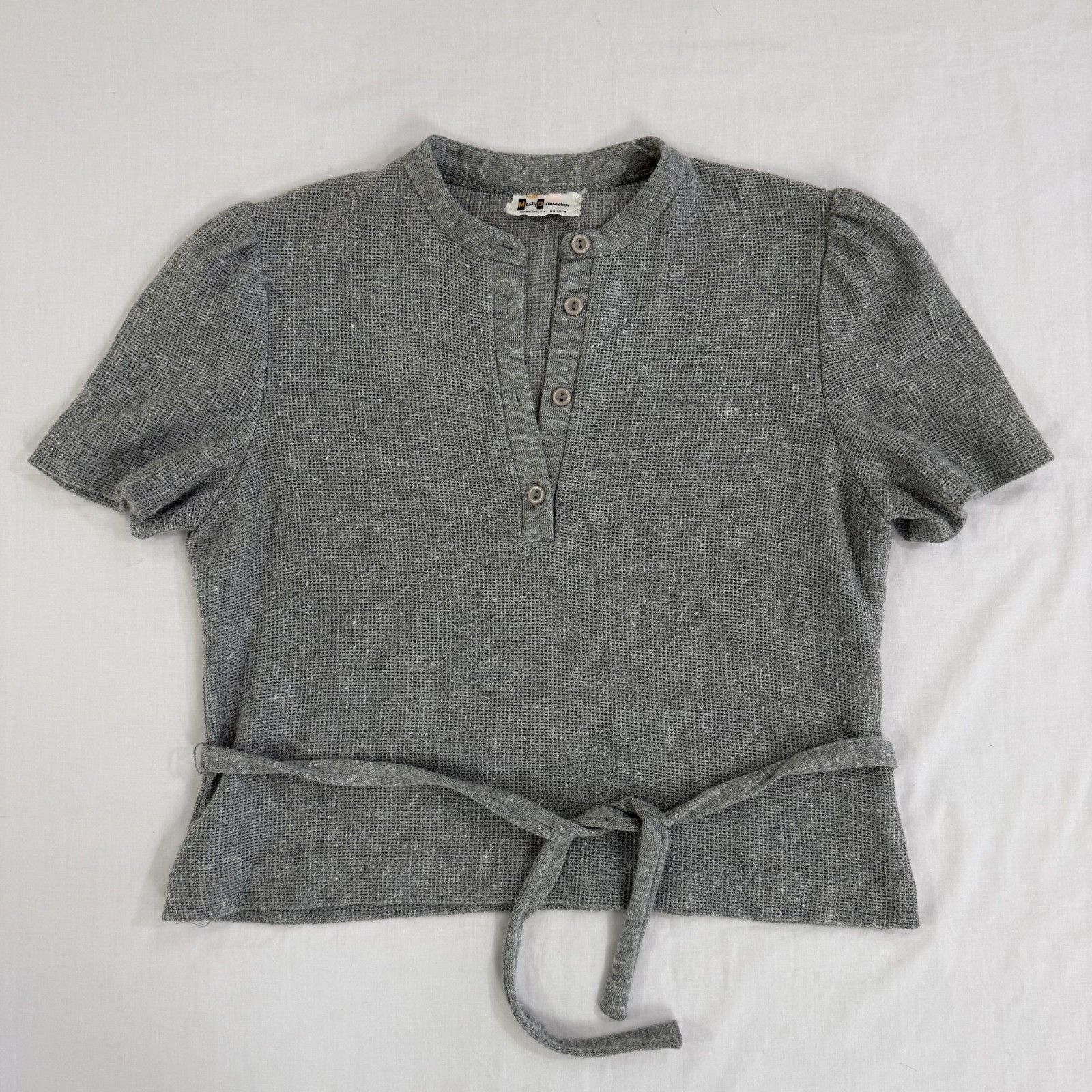 Vintage Marty Gutmacher Gray Short Sleeve Sweater ILGWU Union Made USA Size 8