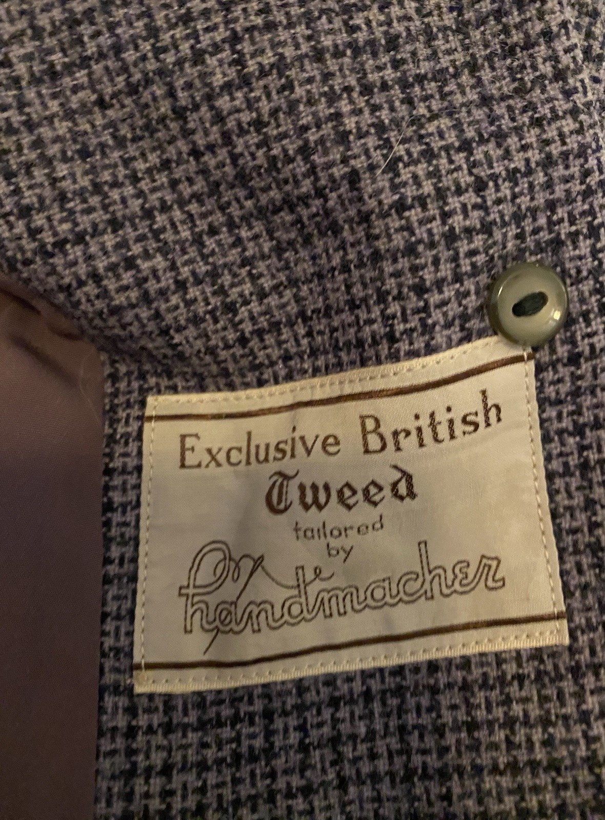 Vintage 1940s- 1950s HANDMACHER British Tweed Jacket Blazer Velvet Collar Peplum