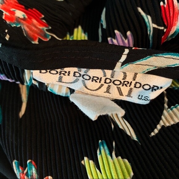 Vintage Dori USA Pleated Flower Dress Size L