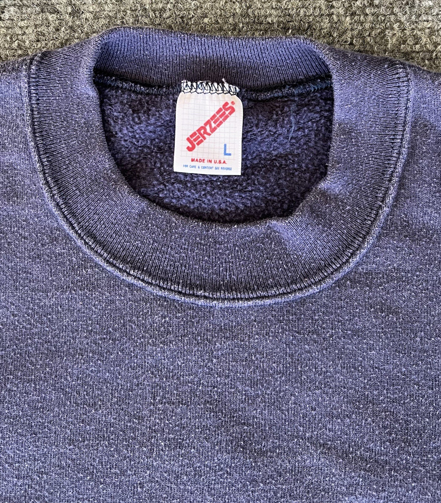 Grandmacore VTG Sweatshirt Blue Quilt Patch Cabin Large Crewneck Pullover