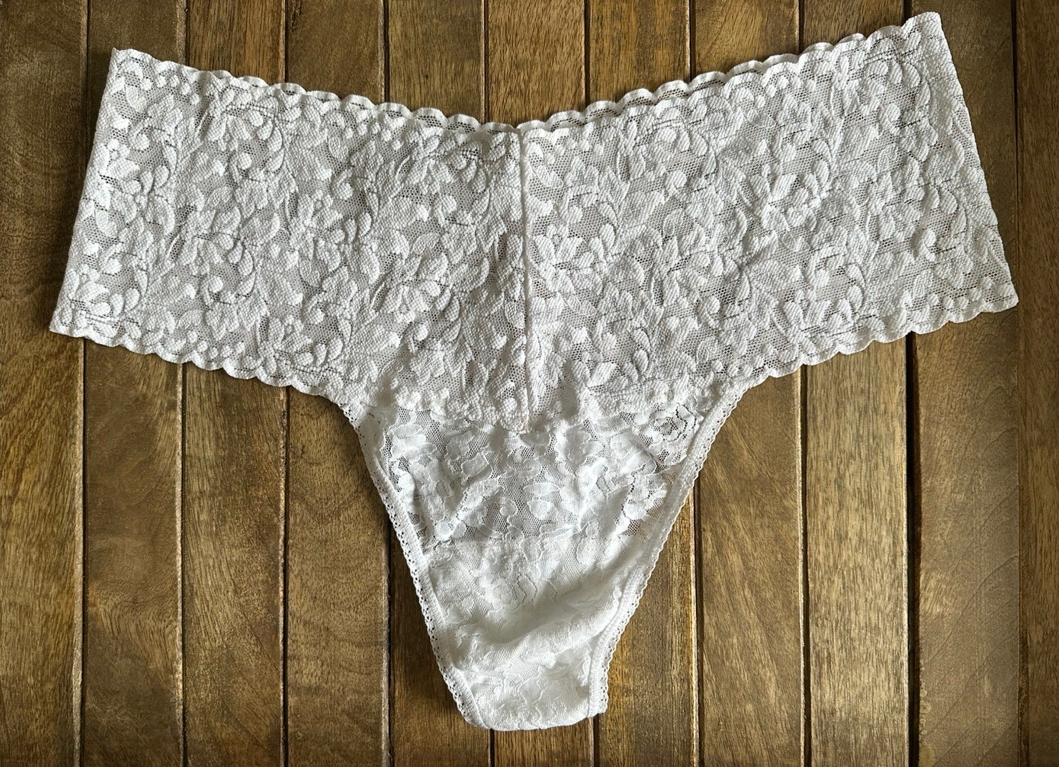 Vtg Hanky Panky Blush Lace Thong Bikini Panties O/S