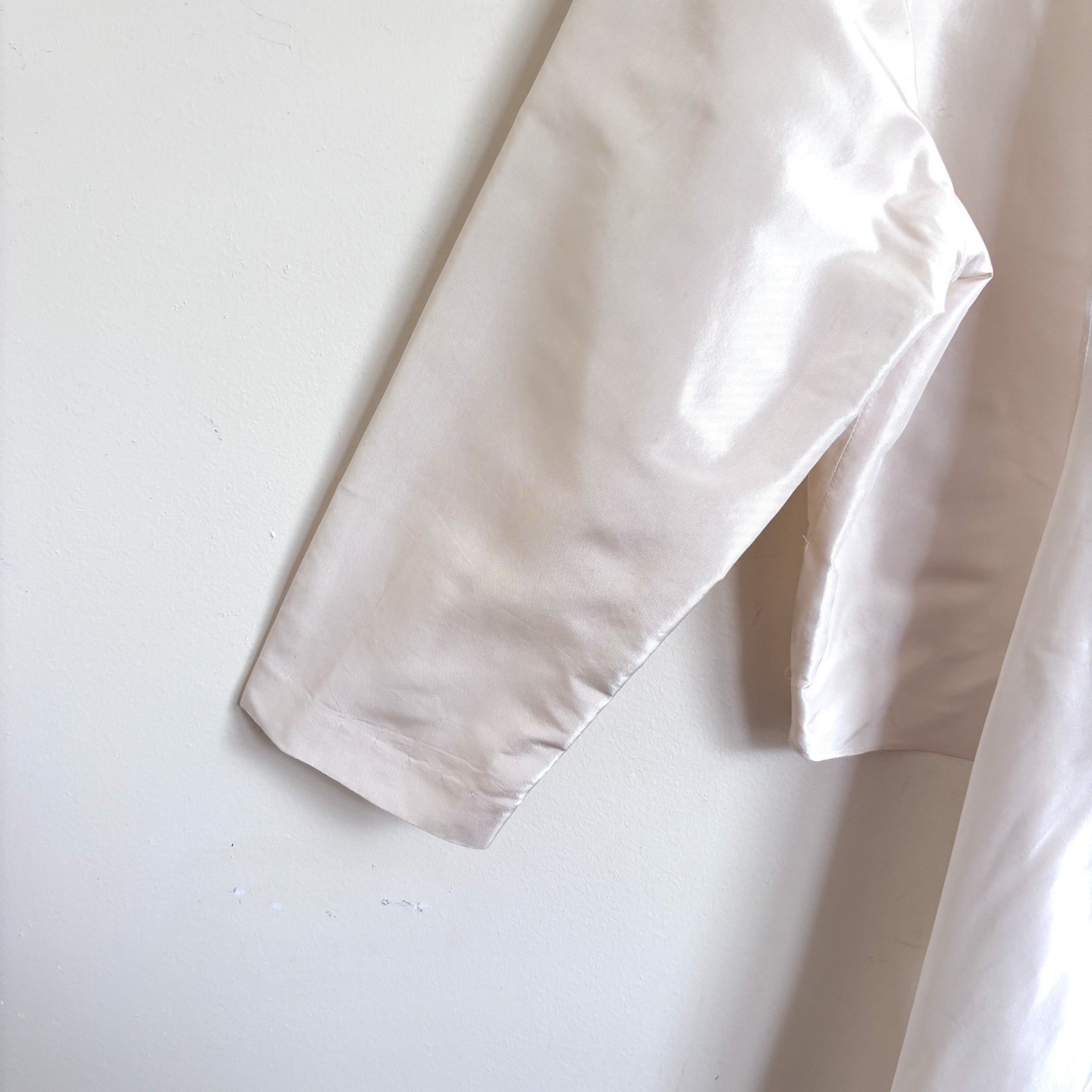 Watters & Watters Womens Vintage Silk Wrap Blouse 10 Ivory Bridal Cropped Top
