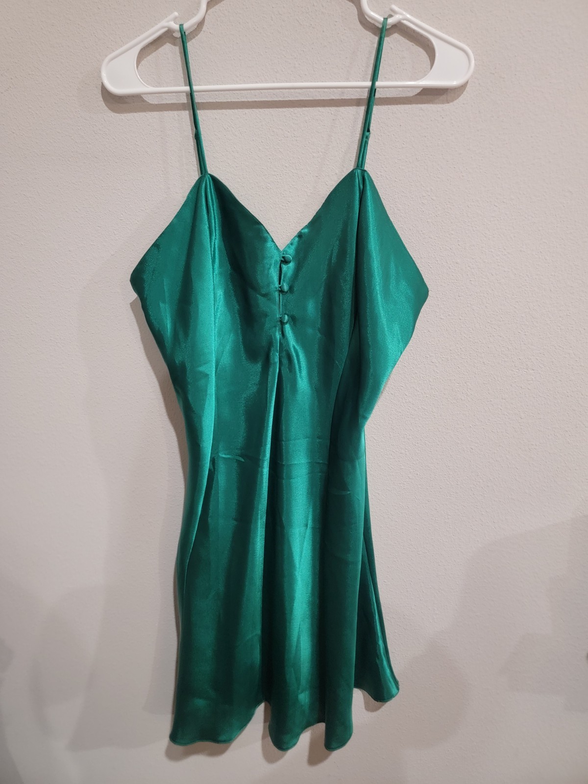Miss Elaine Green Lingerie Chemise Slip Dress Spaghetti Straps Sz L Vintage