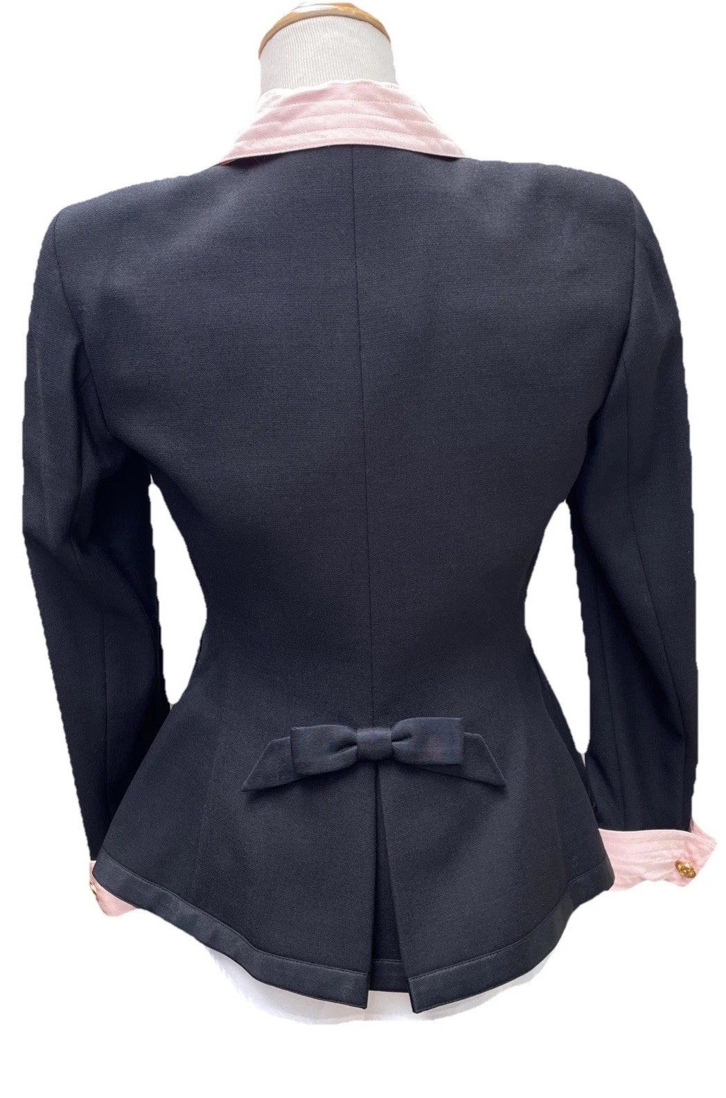 VNTG Rena Lange Structured Black Wool & Silk Blazer Jacket US4/ FR36/ GB08