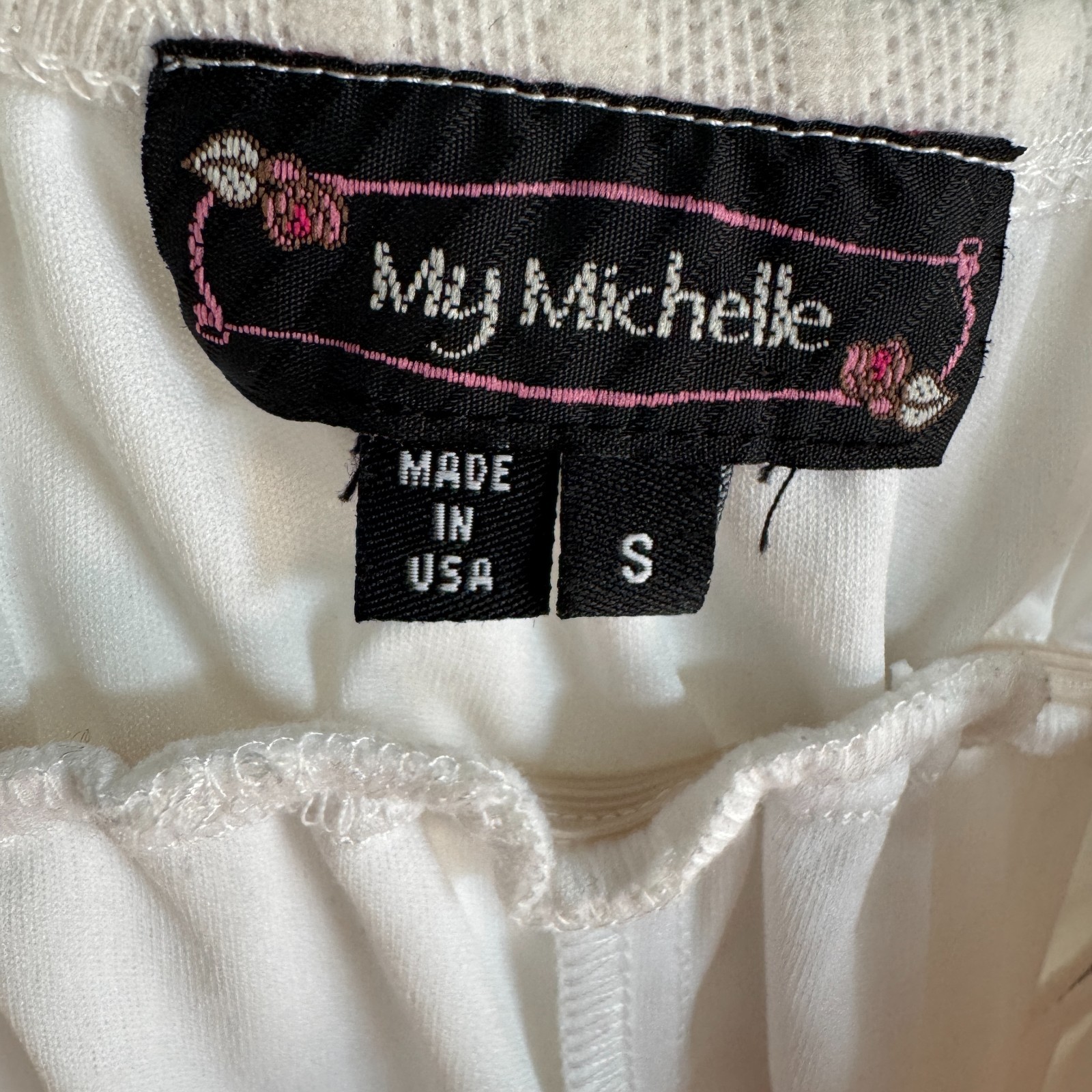 Vintage Y2K InMy Michelle White Ribbon-Threaded Lace Hanky Hem Fairy Dress Small