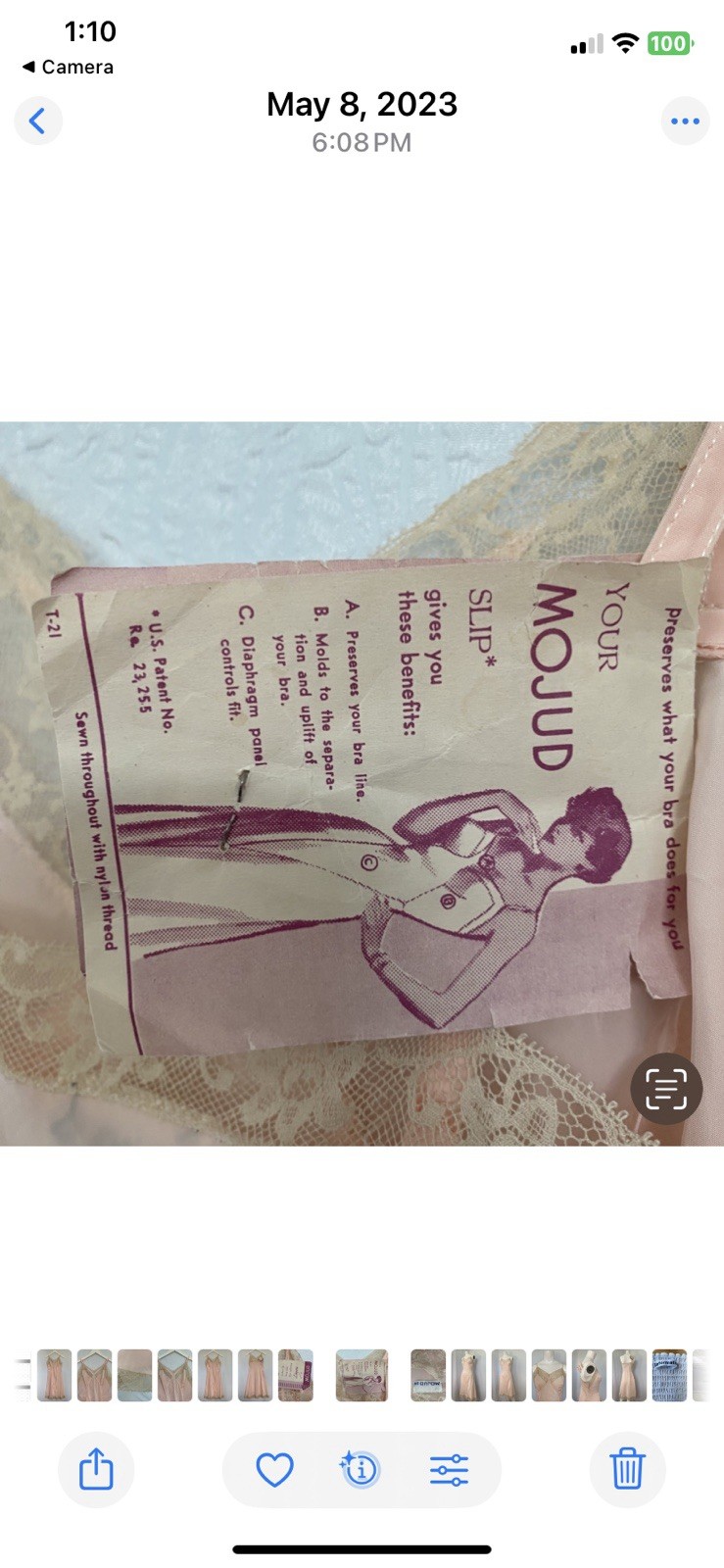 Vintage New Deadstock Full Dress Slip Pink MOJUD Lace Nylon 34 Diaphragm Panel
