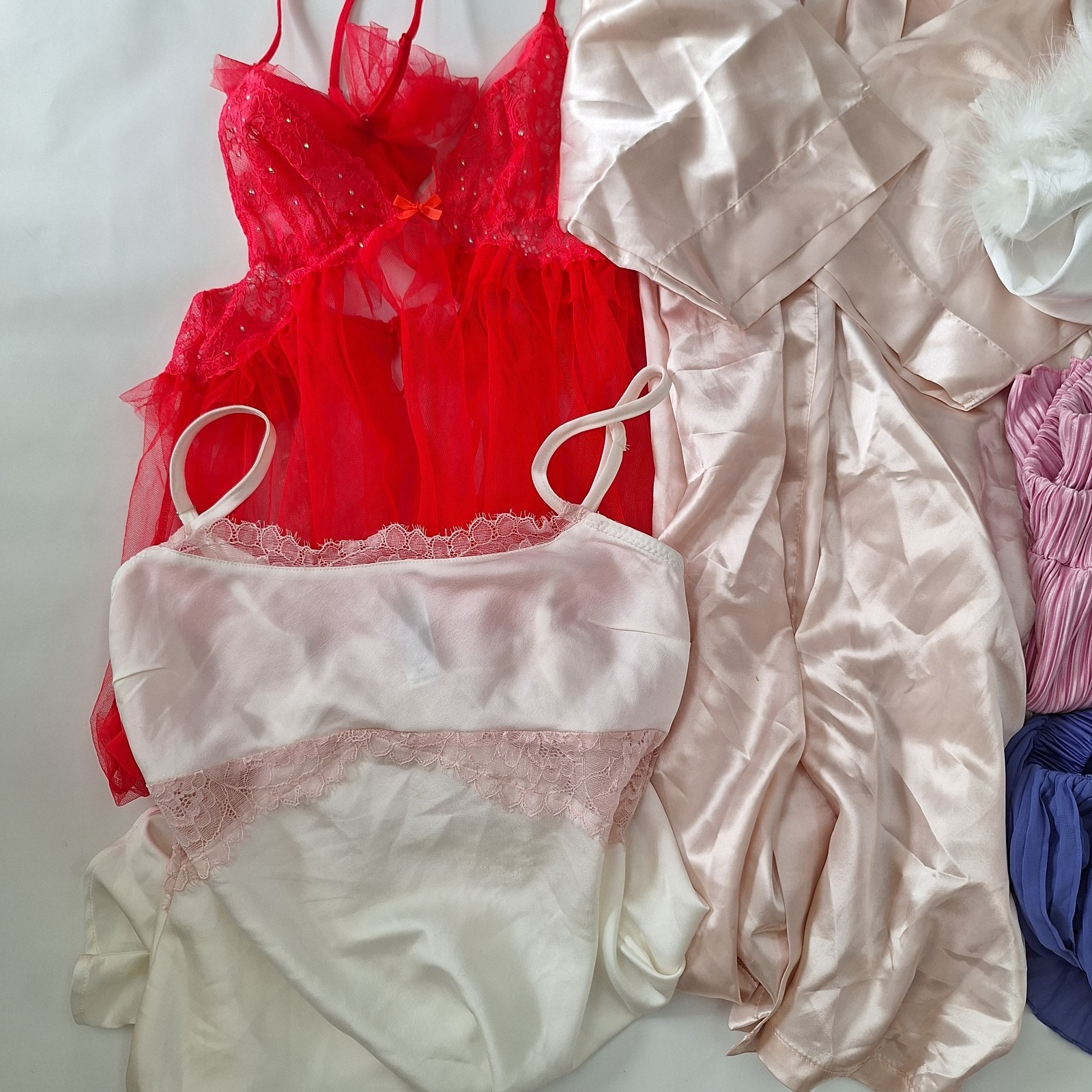 Lot of 8 Victoria Secret Lingerie Pajama Bottoms Shirt Slip Bodysuit BabyDoll