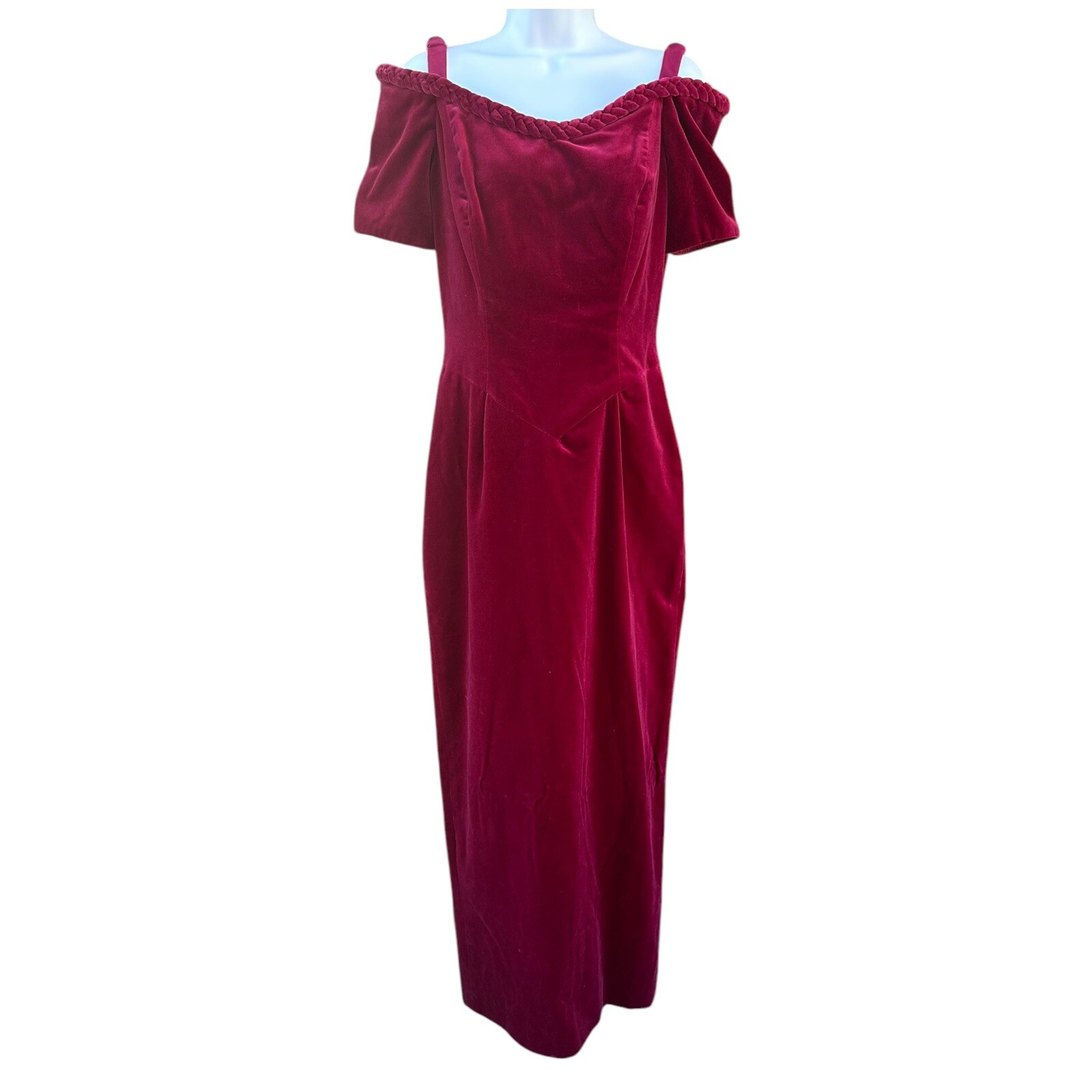 Vintage Old Hollywood Glamour Romantic Gothic Velvet Off Shoulder Formal Dress 4