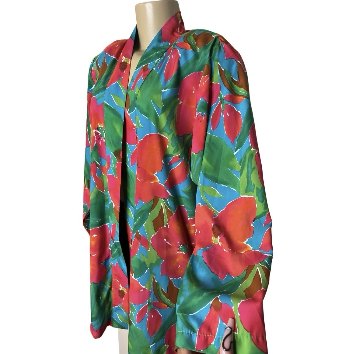 Vintage 80s Jo Hardin Colorful Floral Duster