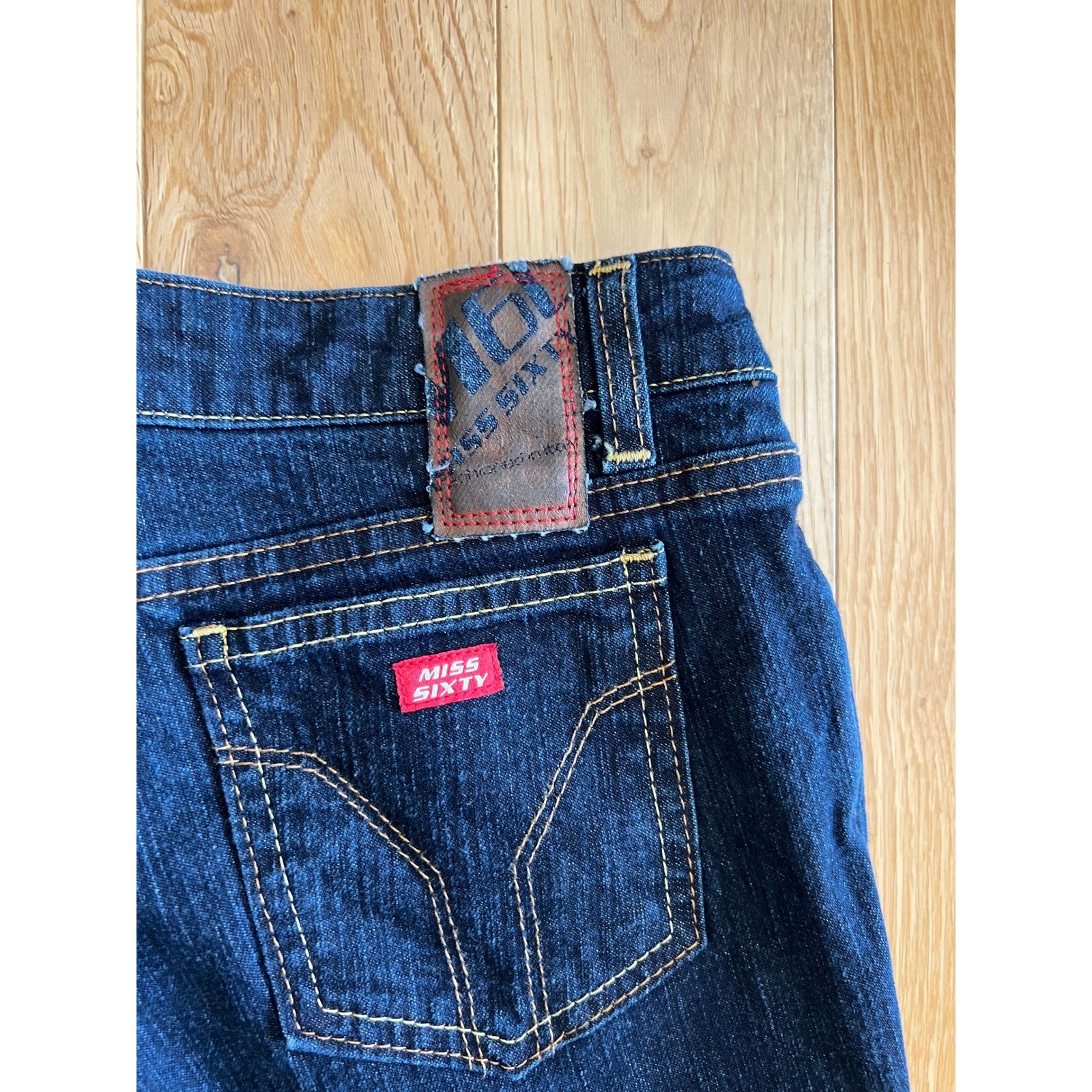 Vintage Y2K Miss Sixty Extra Low Rise Bootcut Denim Jeans Dark Wash Womens 28×32