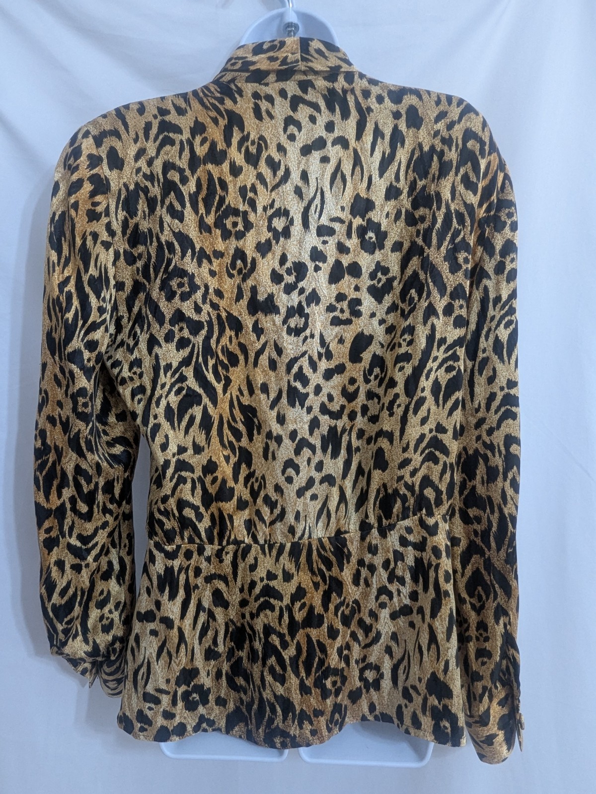 Francesca Of Damon Silk Blouse With Animal Print Women’s Size 12 Vintage
