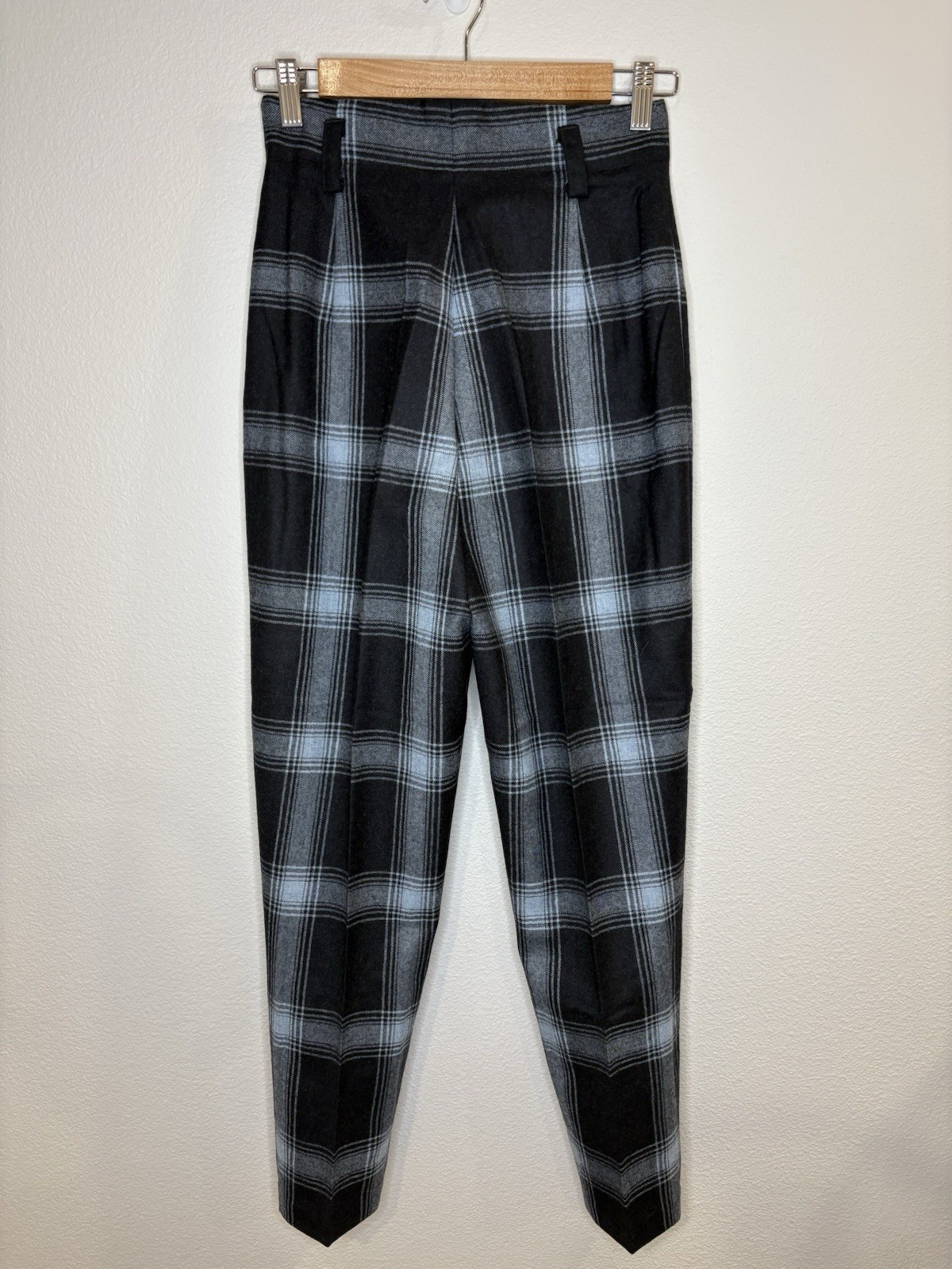 Vtg Mondi Glen Plaid Wool Pants 2 26 Waist High Rise Made in Germany Tartan 90s