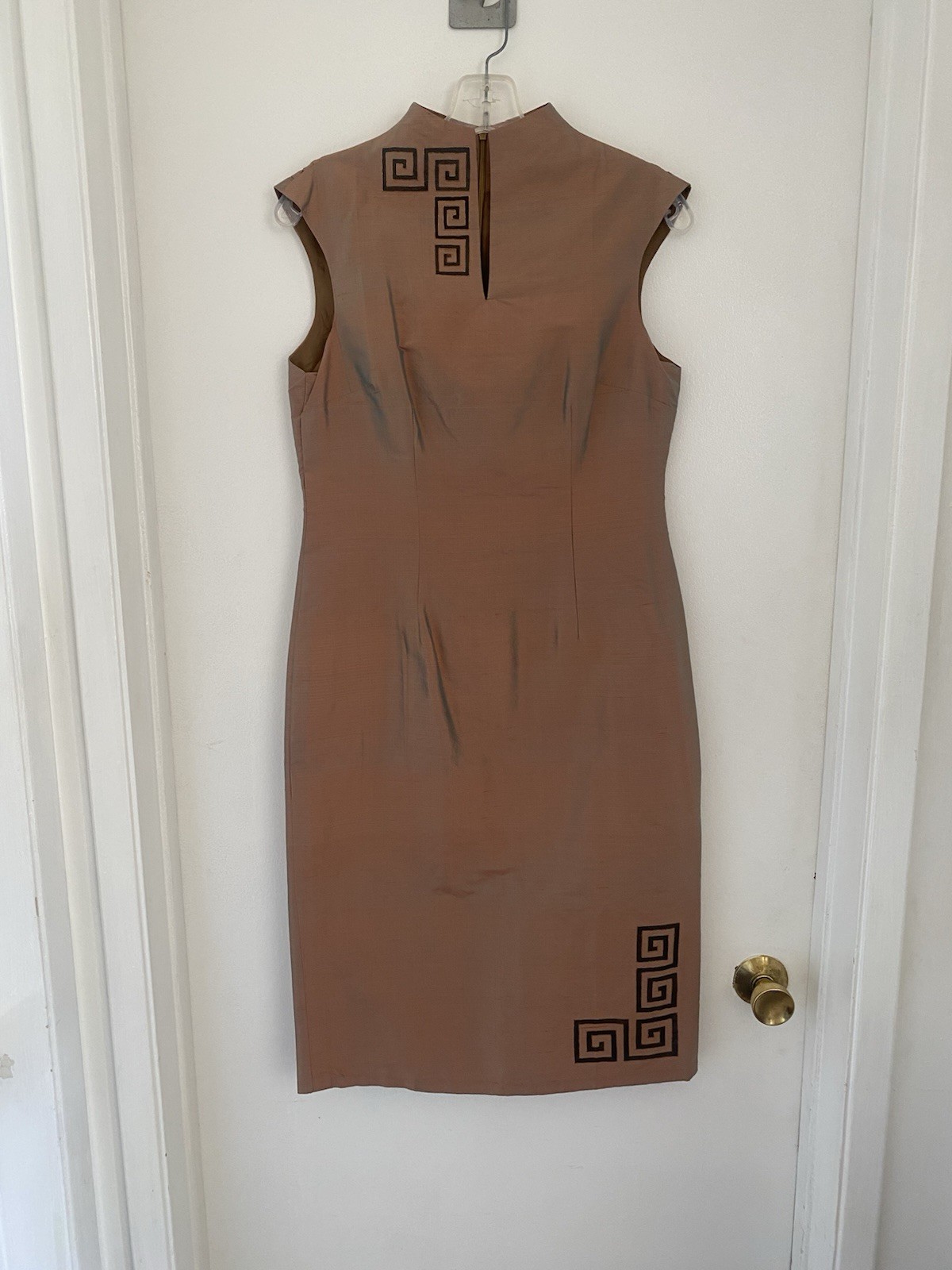 Vtg 60s Thai Silk MCM Dress Mid Century Mod Rockabilly Asian Ancient Iridescent