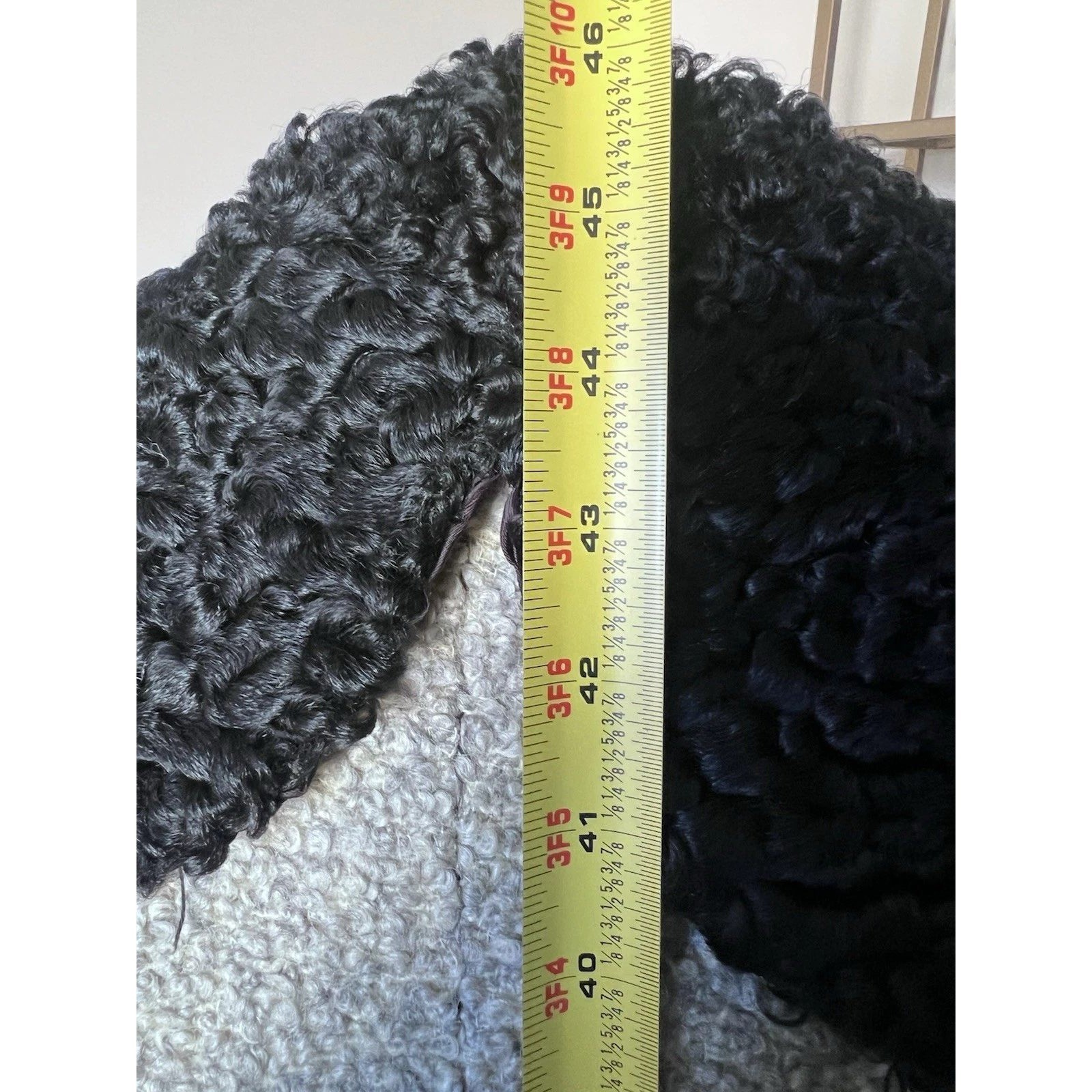 Vintage 40s Oatmeal Wool Boucle Swing Coat Persian Lamb Fur Collar Gray