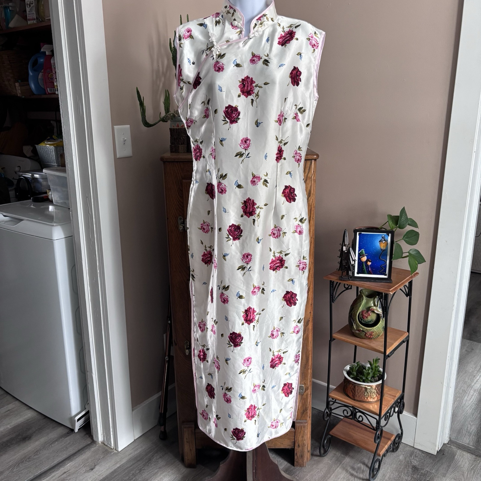 100% Silk Maxi Nightdress Dress Gown By Plants Floral Cottagecore Fairycore *