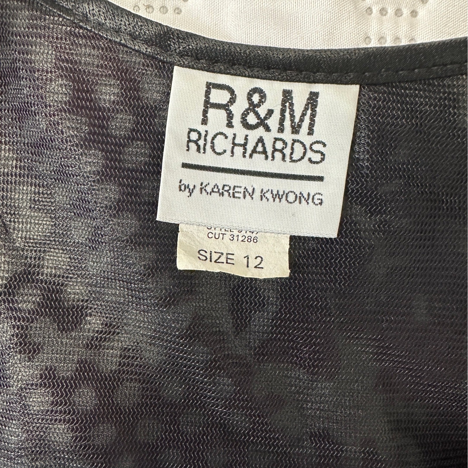 R&M Richards Jacket Top Set Women 12 Multicolor Excellent Burnout Velvet Mesh