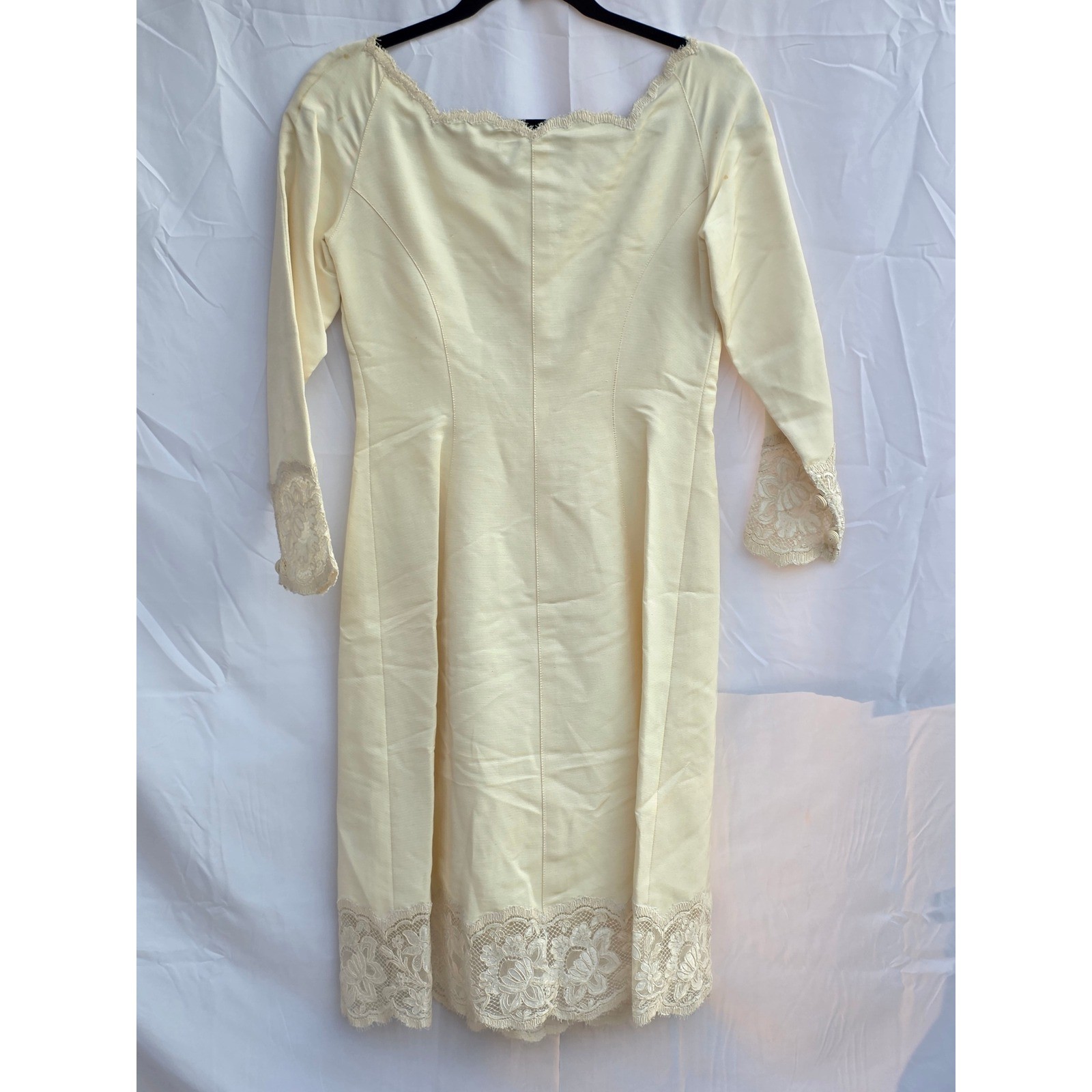 Emanuel Ungaro Ombre de la Nuit Cream Lace Button Front Vintage Dress Italy 10