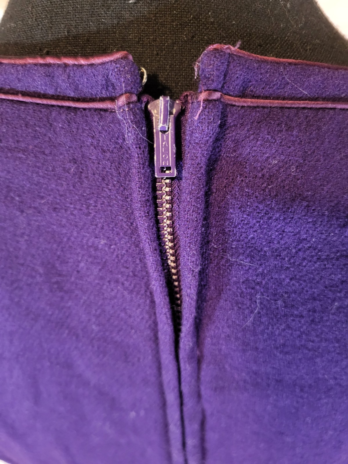 Vintage Circle Skirt Dress 1950s Homemade Rockabilly Wool Purple Swing Size 8