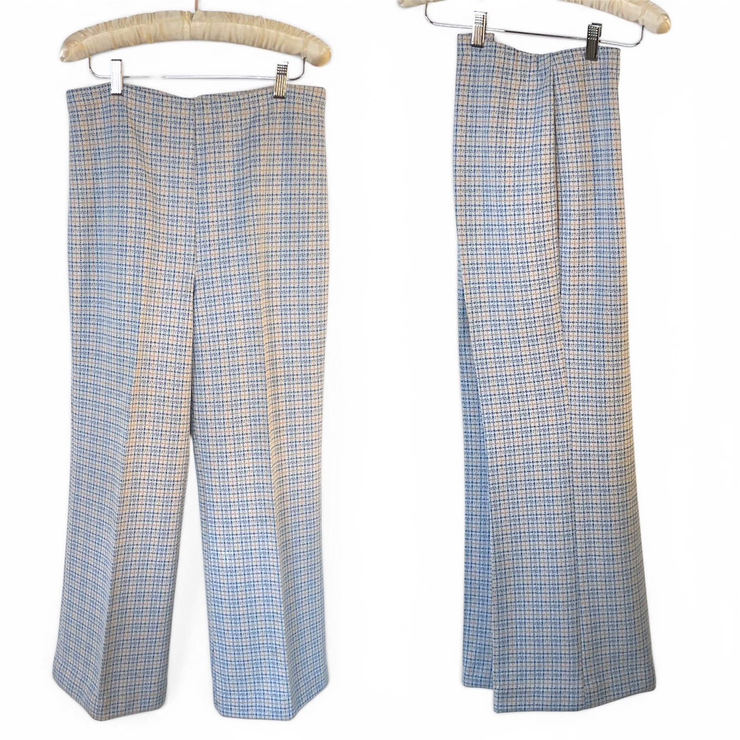 Vintage 1970s 2-Piece Leisure Suit Women’s Knit Plaid Large 10-12
