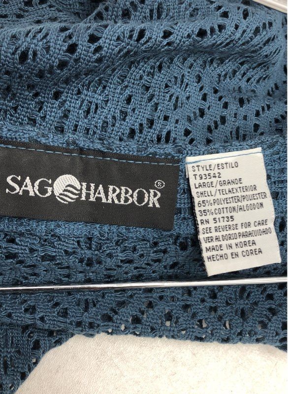 Vintage 90s Sag Harbor Women’s Cobalt Blue Pointelle Knit Cardigan NWT Sz L