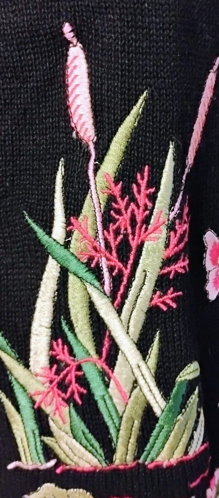 VTG 80’s Coastal Grandma’s „Jenny” Black with Embroidered Flamingo 🦩 & Frog M