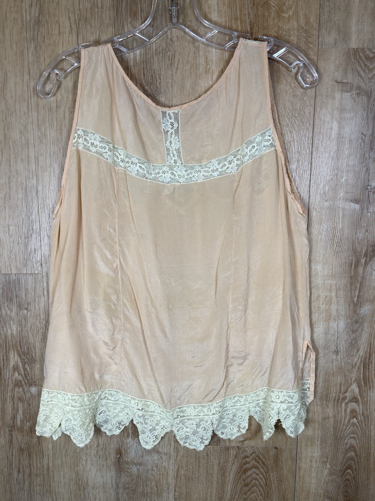 Vintage Art Deco Silk W Lace Slip Top Volup