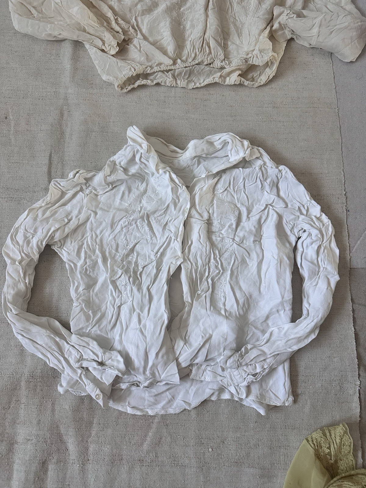 Lot 4 Antique French Silk Rayon Cotton Dress Blouse Resale Xs S M