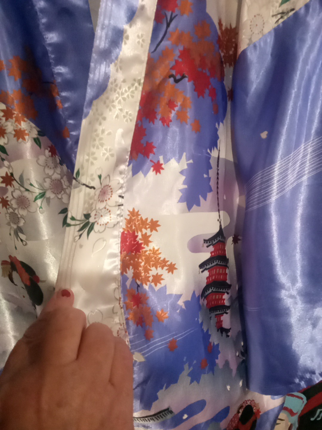 Kimono Robe Floral Large+Multicolor Loungewear Wrap-Around Polyester Japan Sz 42