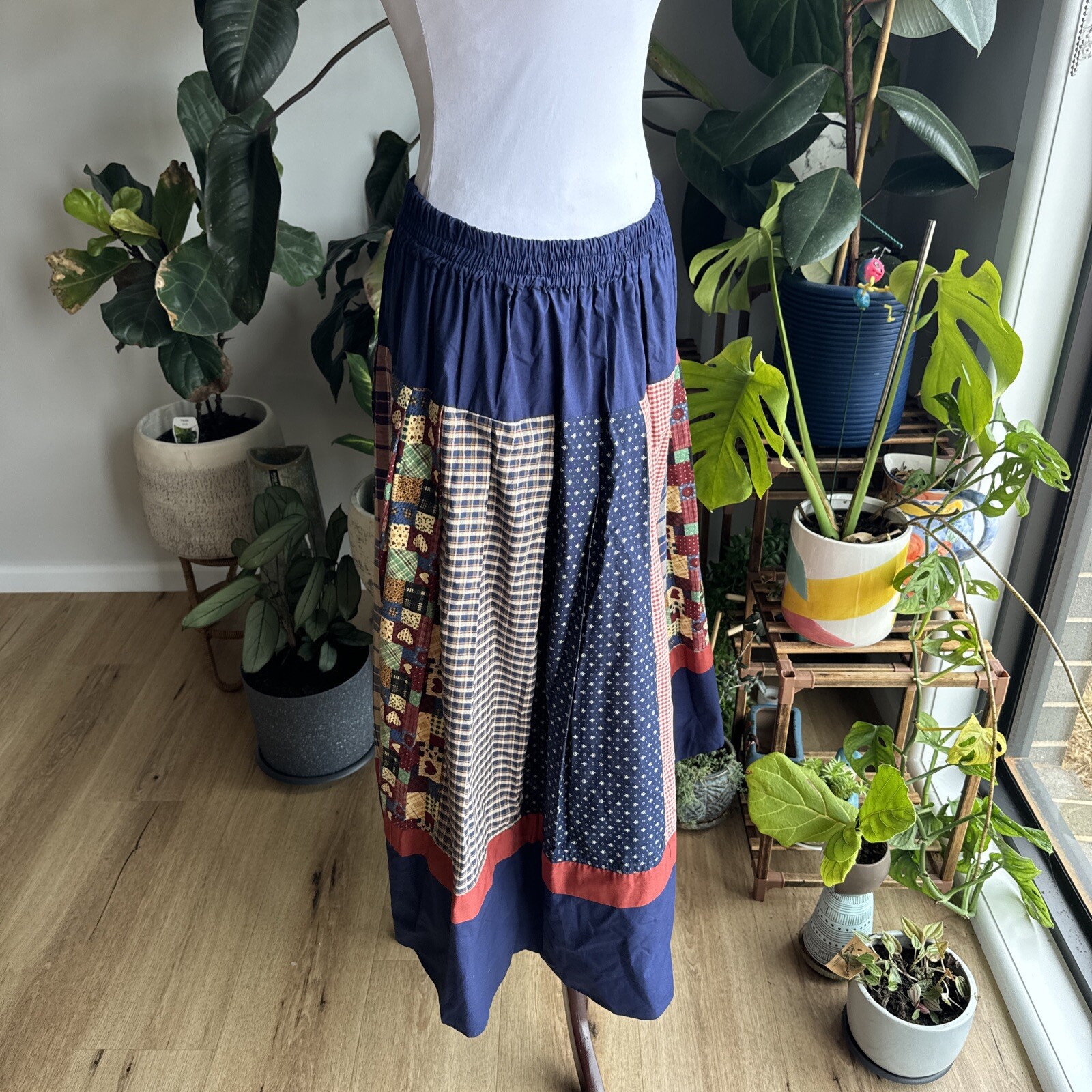 RARE Vintage Midi Maxi Skirt Patchwork Made In Australia Fits M/L 118cm Waist DS