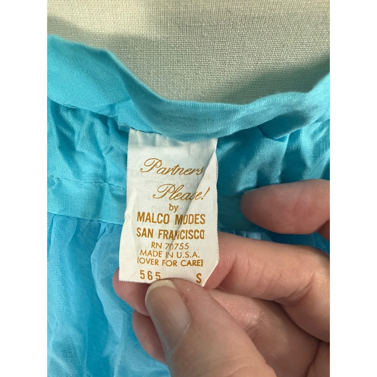 VTG Malco Modes Partners Please Turquoise Blue Petticoat 565 Crinoline Skirt S