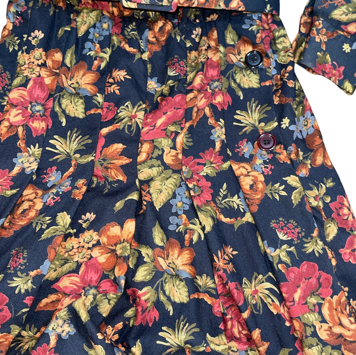 Vintage 80s Viscose Black Floral Dress By Jackie Bernard For Eklektic Size 4