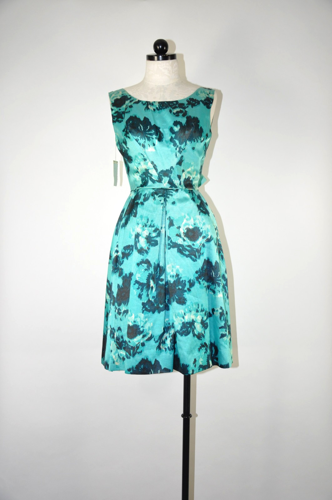 60s Vintage Mint Green Satin Sleeveless Bow Elegant Party Cocktail Dress Women S