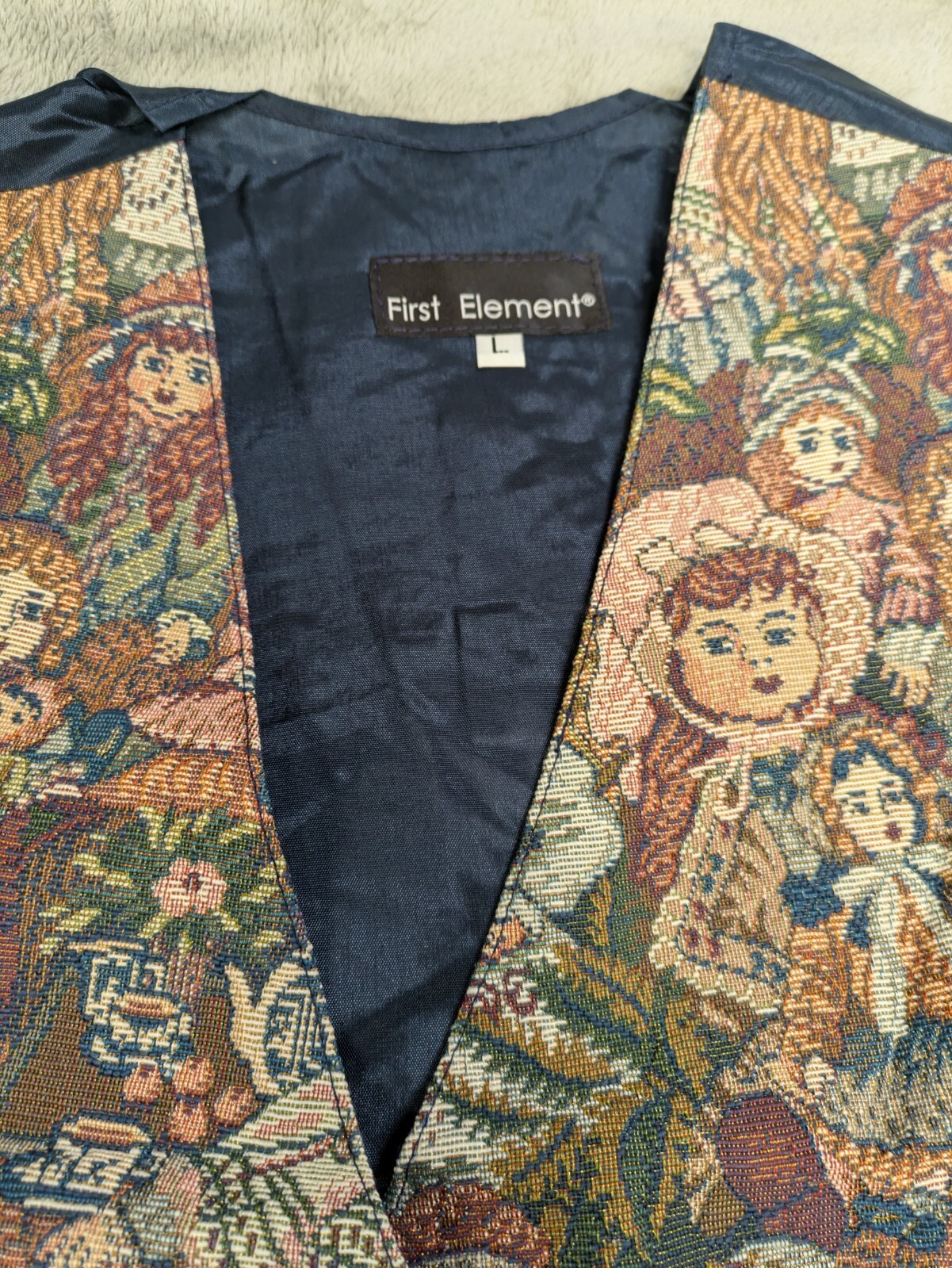 Vintage Nadia Embroidered CHILDREN Tapestry Women’s LG Grandmacore Vest NEW V2