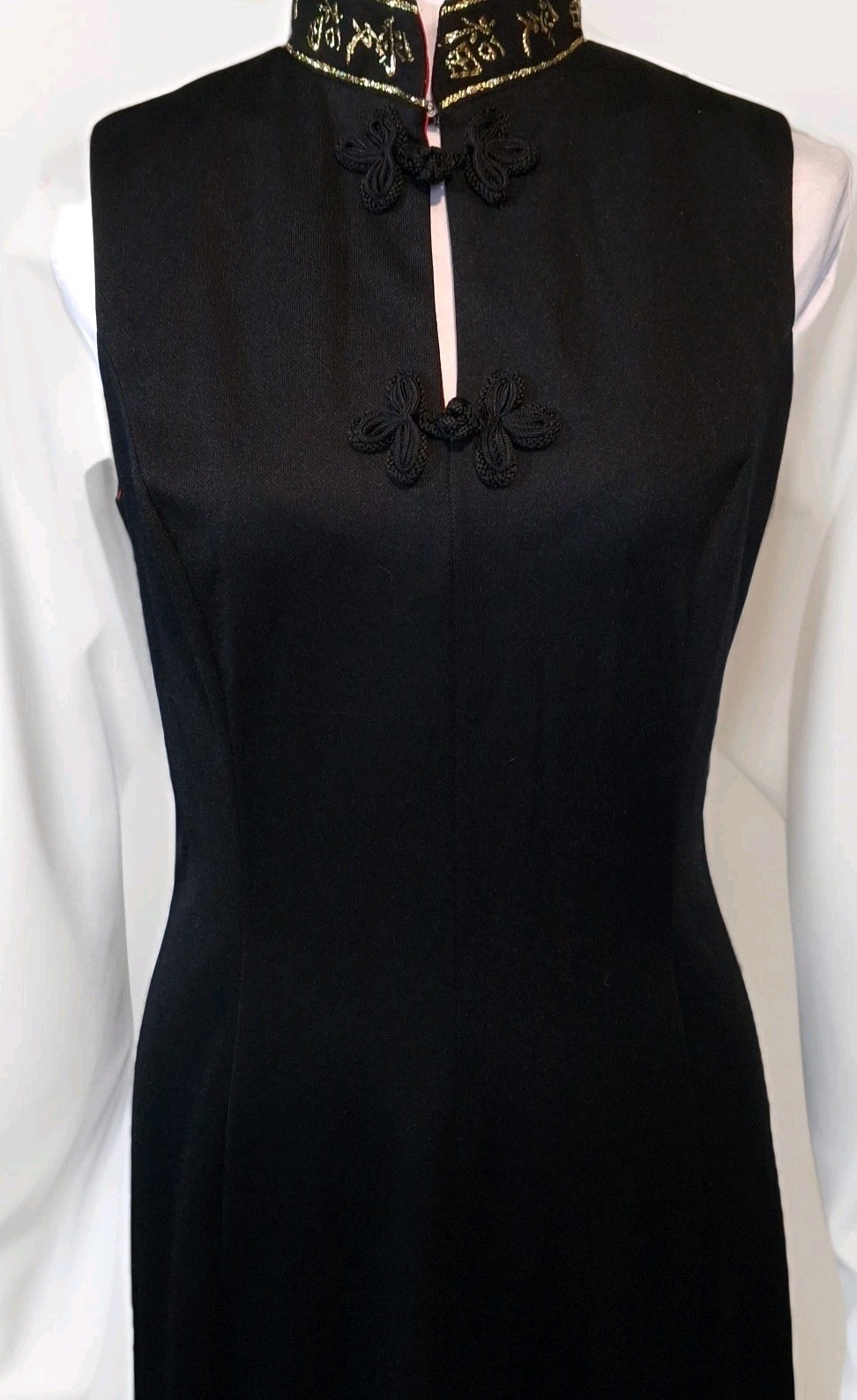 Cheongsam Maxi Gown Dress Mandarin Collar Hollywood Glam Union Label USA Sz 10
