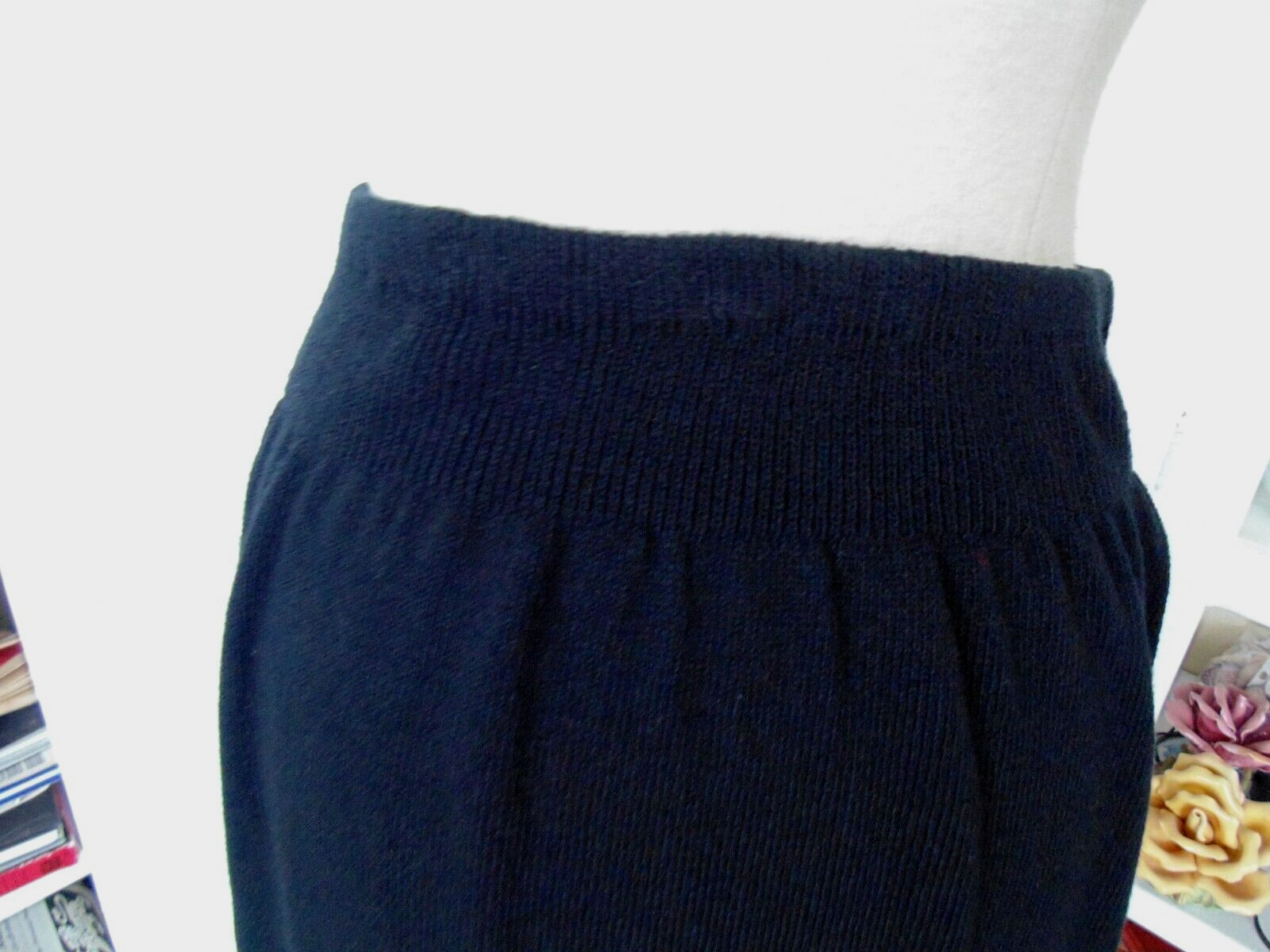 Vtg Laura Alyzia Sweater Knit Power Suit Blazer Skirt 2 Pc Set Red Black sz 12