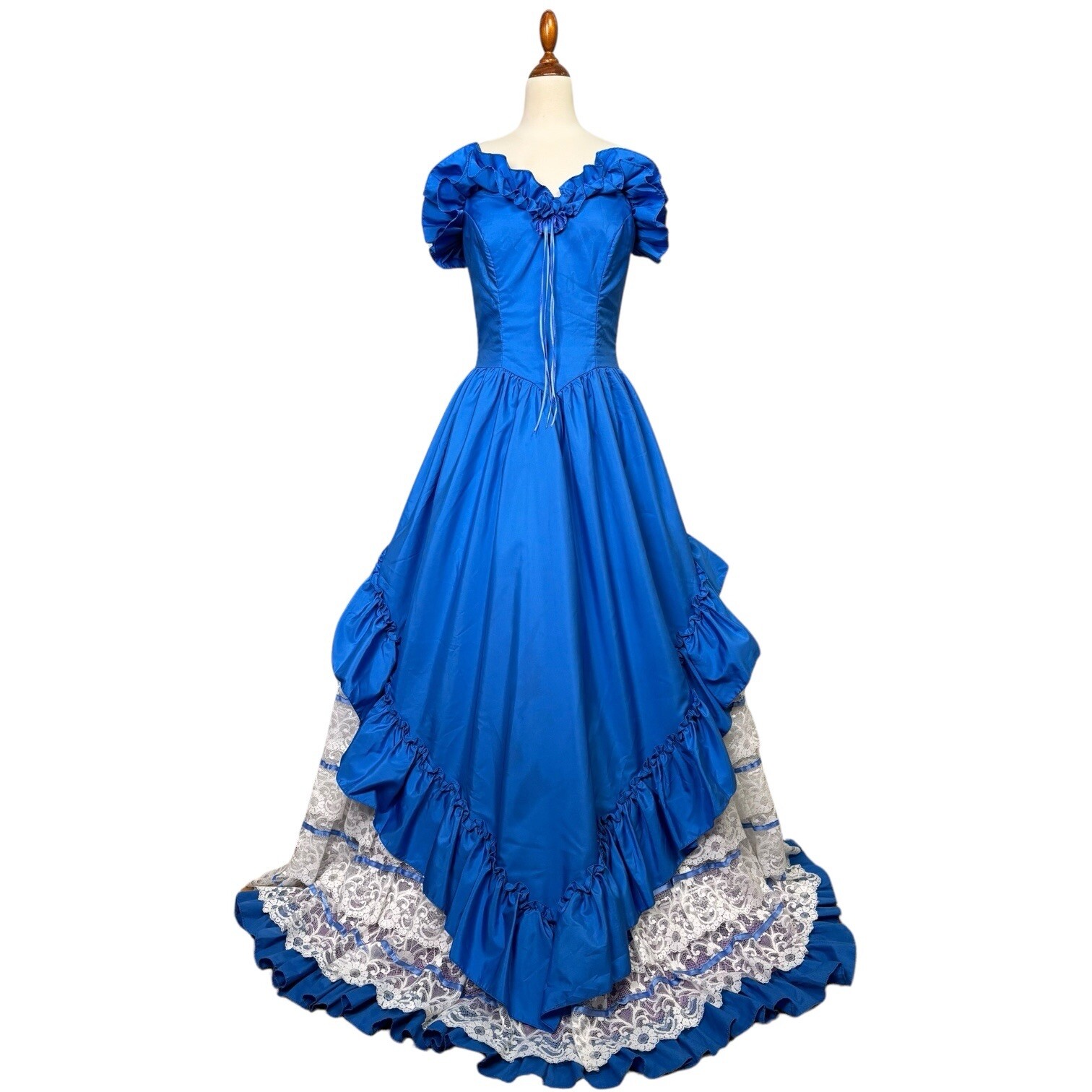 FLIRTATIONS Blue Colonial Victorian Gown Size 6 Vintage Alfred Angelo Dress