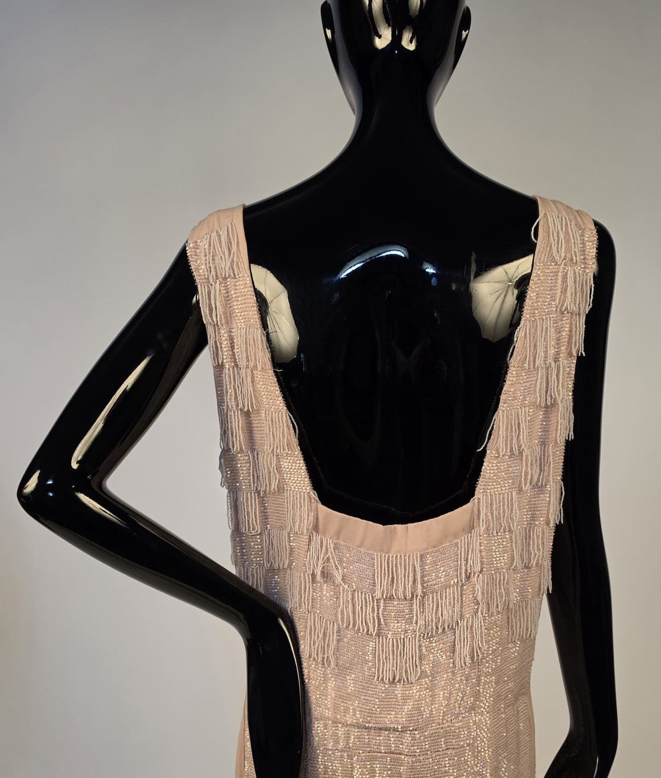 VINTAGE COUTURE UNLABELED JEAN DESSES 1956 CHECK PATTERN BEADED SILK DRESS
